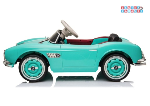 BMW Retro SX1938 na akumulator - miętowy, 2x35W 12V/7Ah, pilot, EVA, ekoskóra, LED, podświetlana deska, MP3 [5334]