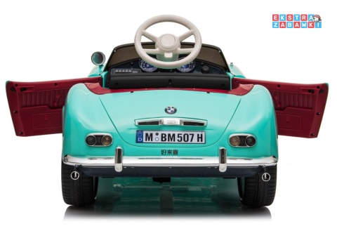 BMW Retro SX1938 na akumulator - miętowy, 2x35W 12V/7Ah, pilot, EVA, ekoskóra, LED, podświetlana deska, MP3 [5334]