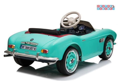 BMW Retro SX1938 na akumulator - miętowy, 2x35W 12V/7Ah, pilot, EVA, ekoskóra, LED, podświetlana deska, MP3 [5334]
