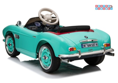 BMW Retro SX1938 na akumulator - miętowy, 2x35W 12V/7Ah, pilot, EVA, ekoskóra, LED, podświetlana deska, MP3 [5334]