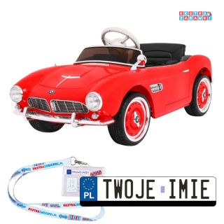 BMW 507 Retro na akumulator - czerwony, 2x35W 12V/7Ah, pilot, audio, LED, ekoskóra, EVA, wolny Start [SX1938]