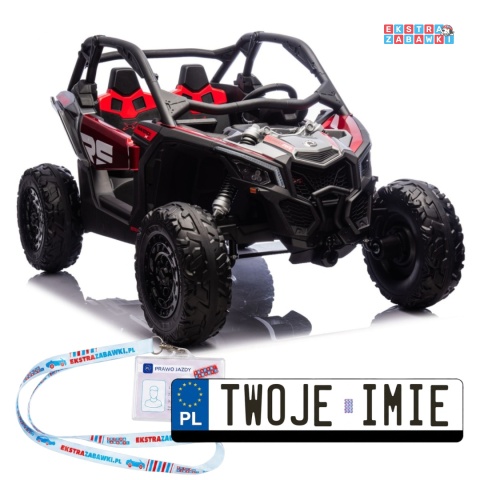 Buggy Maverick CAN-AM Turbo DK-CA001 - czerwony lakierowany, 4x200W 24V/14Ah, pilot, pompowane koła, panel muzyczny [31721]