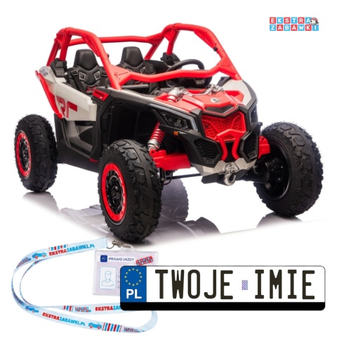 Buggy Maverick CAN-AM Turbo RS pompowane koła na akumulator - czerwony, 4x200W 24V/14Ah, ekoskóra, pilot, LED [29487]