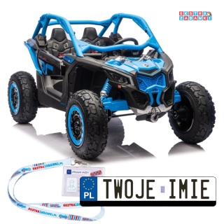 Buggy Maverick CAN-AM Turbo RS pompowane koła na akumulator - niebieski, 4x200W 24V/14Ah, ekoskóra, pilot, LED [29489]