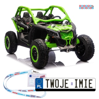 Buggy Maverick CAN-AM Turbo RS pompowane koła na akumulator - zielony, 4x200W 24V/14Ah, ekoskóra, pilot, LED [29488]
