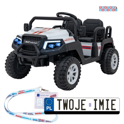 Champion buggy na akumulator dwuosobowy - biały, 2x200W 24V/9Ah, pilot, ekoskóra, EVA [XMX-650C]