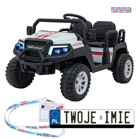 Champion buggy na akumulator dwuosobowy - biały, 2x200W 24V/9Ah, pilot, ekoskóra, EVA [XMX-650C]