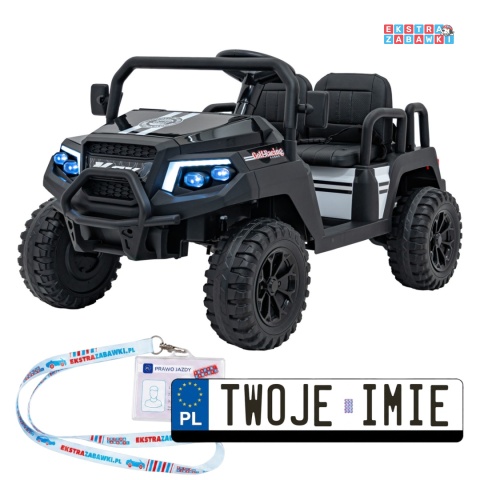 Champion buggy na akumulator dwuosobowy - czarny, 2x200W 24V/9Ah, pilot, ekoskóra, EVA [XMX-650C]