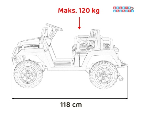 Champion buggy na akumulator dwuosobowy - czarny, 2x200W 24V/9Ah, pilot, ekoskóra, EVA [XMX-650C]
