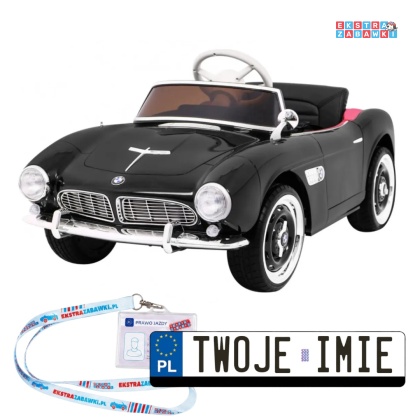 BMW 507 Retro na akumulator - czarny, 2x35W 12V/7Ah, pilot, audio, LED, ekoskóra, EVA, wolny Start [SX1938]