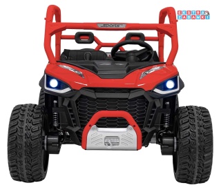 HC-307 Pojazd Farmer Truck UTV Racing na akumulator 4x4 - czerwony, 4x75W 24V/7Ah, ekoskóra, EVA, USB, Pasy, LED [HC-307]