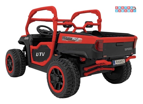 HC-307 Pojazd Farmer Truck UTV Racing na akumulator 4x4 - czerwony, 4x75W 24V/7Ah, ekoskóra, EVA, USB, Pasy, LED [HC-307]