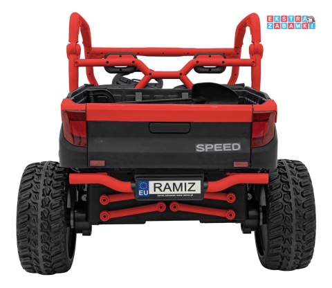 HC-307 Pojazd Farmer Truck UTV Racing na akumulator 4x4 - czerwony, 4x75W 24V/7Ah, ekoskóra, EVA, USB, Pasy, LED [HC-307]