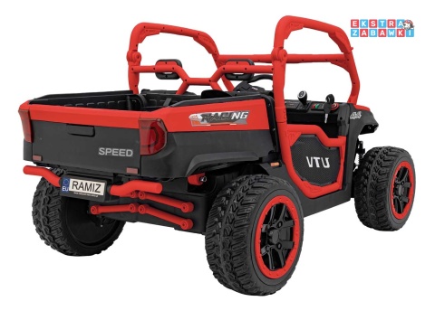 HC-307 Pojazd Farmer Truck UTV Racing na akumulator 4x4 - czerwony, 4x75W 24V/7Ah, ekoskóra, EVA, USB, Pasy, LED [HC-307]