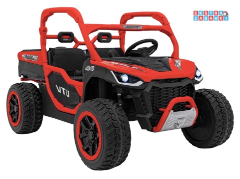HC-307 Pojazd Farmer Truck UTV Racing na akumulator 4x4 - czerwony, 4x75W 24V/7Ah, ekoskóra, EVA, USB, Pasy, LED [HC-307]