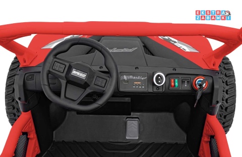 HC-307 Pojazd Farmer Truck UTV Racing na akumulator 4x4 - czerwony, 4x75W 24V/7Ah, ekoskóra, EVA, USB, Pasy, LED [HC-307]