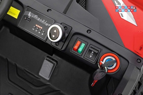 HC-307 Pojazd Farmer Truck UTV Racing na akumulator 4x4 - czerwony, 4x75W 24V/7Ah, ekoskóra, EVA, USB, Pasy, LED [HC-307]