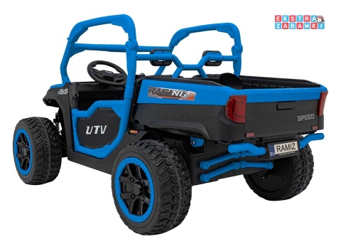 HC-307 Pojazd Farmer Truck UTV Racing na akumulator 4x4 - niebieski, 4x75W 24V/7Ah, ekoskóra, EVA, USB, Pasy, LED [HC-307]