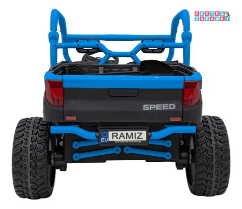 HC-307 Pojazd Farmer Truck UTV Racing na akumulator 4x4 - niebieski, 4x75W 24V/7Ah, ekoskóra, EVA, USB, Pasy, LED [HC-307]
