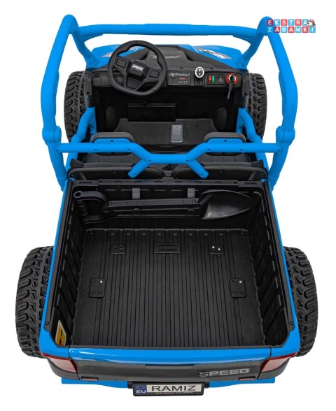 HC-307 Pojazd Farmer Truck UTV Racing na akumulator 4x4 - niebieski, 4x75W 24V/7Ah, ekoskóra, EVA, USB, Pasy, LED [HC-307]