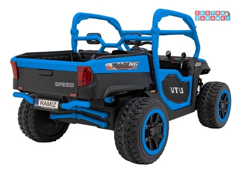 HC-307 Pojazd Farmer Truck UTV Racing na akumulator 4x4 - niebieski, 4x75W 24V/7Ah, ekoskóra, EVA, USB, Pasy, LED [HC-307]