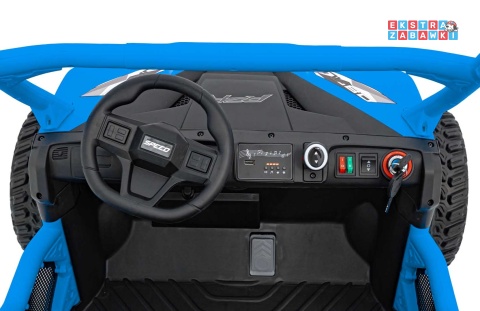 HC-307 Pojazd Farmer Truck UTV Racing na akumulator 4x4 - niebieski, 4x75W 24V/7Ah, ekoskóra, EVA, USB, Pasy, LED [HC-307]