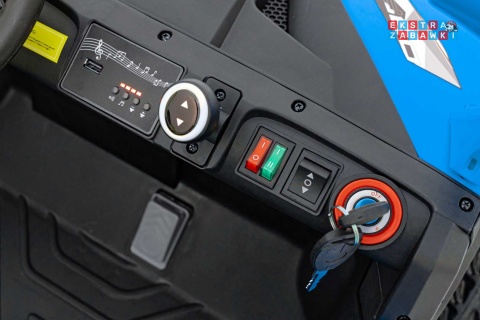 HC-307 Pojazd Farmer Truck UTV Racing na akumulator 4x4 - niebieski, 4x75W 24V/7Ah, ekoskóra, EVA, USB, Pasy, LED [HC-307]