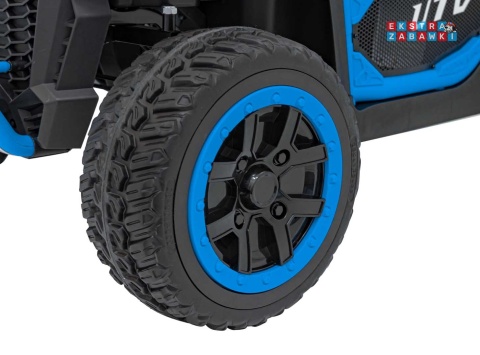 HC-307 Pojazd Farmer Truck UTV Racing na akumulator 4x4 - niebieski, 4x75W 24V/7Ah, ekoskóra, EVA, USB, Pasy, LED [HC-307]