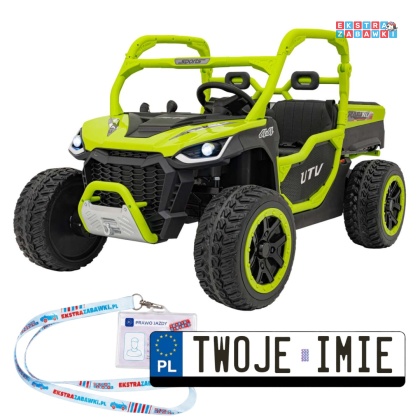 HC-307 Pojazd Farmer Truck UTV Racing na akumulator 4x4 - zielony, 4x75W 24V/7Ah, ekoskóra, EVA, USB, Pasy, LED [HC-307]