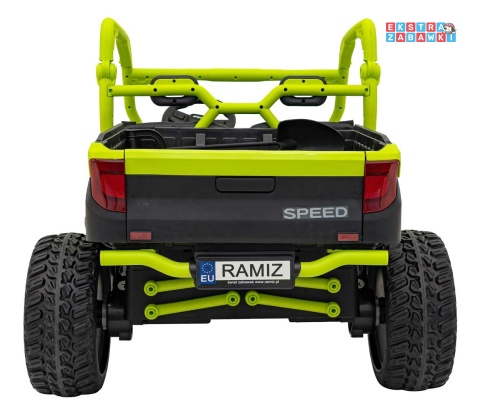 HC-307 Pojazd Farmer Truck UTV Racing na akumulator 4x4 - zielony, 4x75W 24V/7Ah, ekoskóra, EVA, USB, Pasy, LED [HC-307]