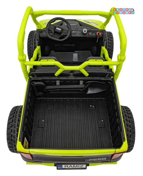 HC-307 Pojazd Farmer Truck UTV Racing na akumulator 4x4 - zielony, 4x75W 24V/7Ah, ekoskóra, EVA, USB, Pasy, LED [HC-307]