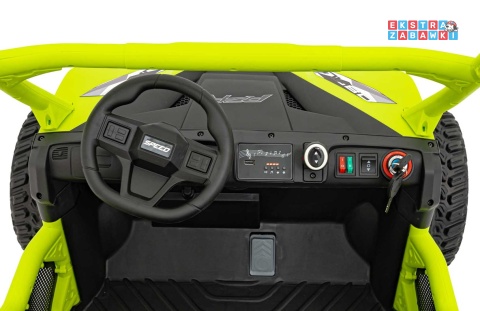 HC-307 Pojazd Farmer Truck UTV Racing na akumulator 4x4 - zielony, 4x75W 24V/7Ah, ekoskóra, EVA, USB, Pasy, LED [HC-307]