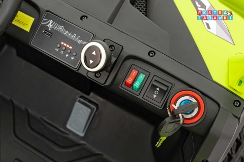 HC-307 Pojazd Farmer Truck UTV Racing na akumulator 4x4 - zielony, 4x75W 24V/7Ah, ekoskóra, EVA, USB, Pasy, LED [HC-307]