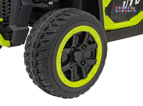 HC-307 Pojazd Farmer Truck UTV Racing na akumulator 4x4 - zielony, 4x75W 24V/7Ah, ekoskóra, EVA, USB, Pasy, LED [HC-307]