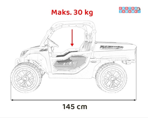 HC-307 Pojazd Farmer Truck UTV Racing na akumulator 4x4 - biały, 4x75W 24V/7Ah, ekoskóra, EVA, USB, Pasy, LED [HC-307]