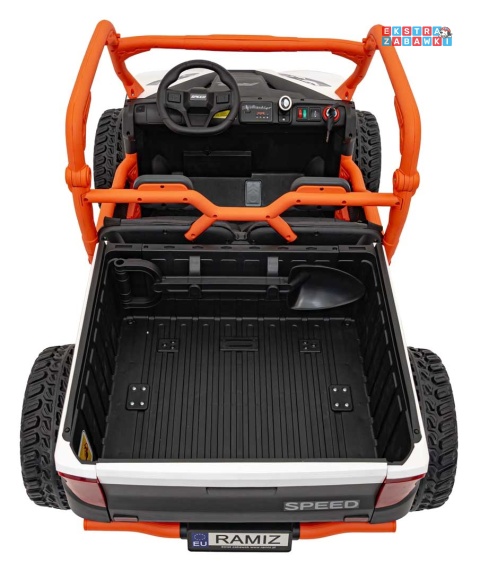 HC-307 Pojazd Farmer Truck UTV Racing na akumulator 4x4 - biały, 4x75W 24V/7Ah, ekoskóra, EVA, USB, Pasy, LED [HC-307]