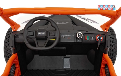 HC-307 Pojazd Farmer Truck UTV Racing na akumulator 4x4 - biały, 4x75W 24V/7Ah, ekoskóra, EVA, USB, Pasy, LED [HC-307]