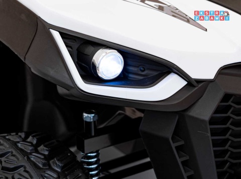 HC-307 Pojazd Farmer Truck UTV Racing na akumulator 4x4 - biały, 4x75W 24V/7Ah, ekoskóra, EVA, USB, Pasy, LED [HC-307]