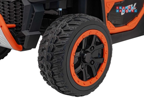 HC-307 Pojazd Farmer Truck UTV Racing na akumulator 4x4 - biały, 4x75W 24V/7Ah, ekoskóra, EVA, USB, Pasy, LED [HC-307]