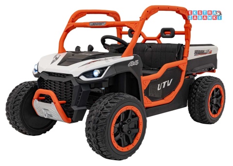 HC-307 Pojazd Farmer Truck UTV Racing na akumulator 4x4 - biały, 4x75W 24V/7Ah, ekoskóra, EVA, USB, Pasy, LED [HC-307]