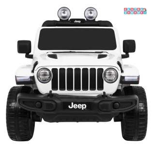 Jeep Wrangler Rubicon na akumulator - biały, 4x45W, 12V/10Ah, EVA, pilot, LED, MP3, BT - [JWR555]