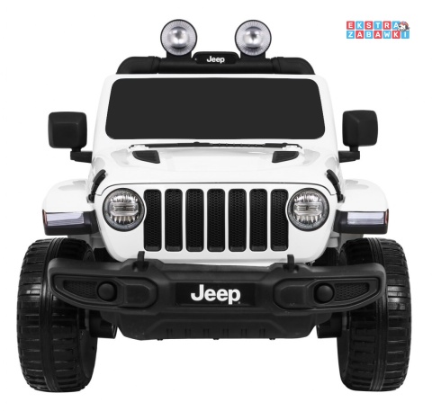 Jeep Wrangler Rubicon na akumulator - biały, 4x45W, 12V/10Ah, EVA, pilot, LED, MP3, BT - [JWR555]