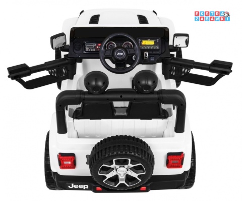 Jeep Wrangler Rubicon na akumulator - biały, 4x45W, 12V/10Ah, EVA, pilot, LED, MP3, BT - [JWR555]