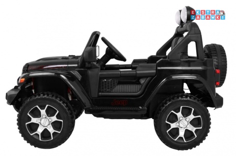 Jeep Wrangler Rubicon na akumulator - czarny, 4x45W, 12V/10Ah, EVA, pilot, LED, MP3, BT - [JWR555]