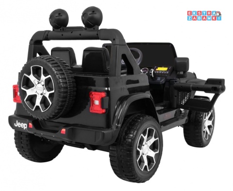 Jeep Wrangler Rubicon na akumulator - czarny, 4x45W, 12V/10Ah, EVA, pilot, LED, MP3, BT - [JWR555]