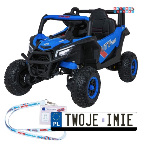 Madman UTV-MX buggy na akumulator 4x4 - niebieski, 4x35W 12V/10Ah, pilot, EVA, LED, ekoskóra [XMX-631]