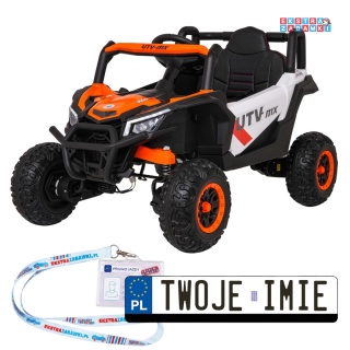 Madman UTV-MX buggy na akumulator 4x4 - pomarańczowy, 4x35W 12V/10Ah, pilot, EVA, LED, ekoskóra [XMX-631]