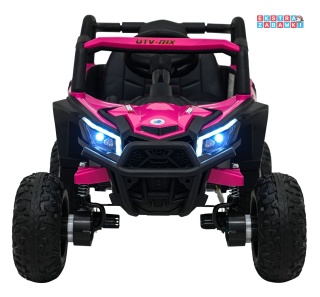 Madman UTV-MX buggy na akumulator 4x4 - różowy, 4x35W 12V/10Ah, pilot, EVA, LED, ekoskóra [XMX-631]