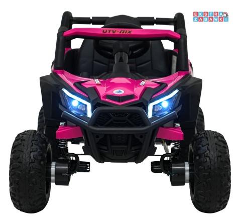 Madman UTV-MX buggy na akumulator 4x4 - różowy, 4x35W 12V/10Ah, pilot, EVA, LED, ekoskóra [XMX-631]