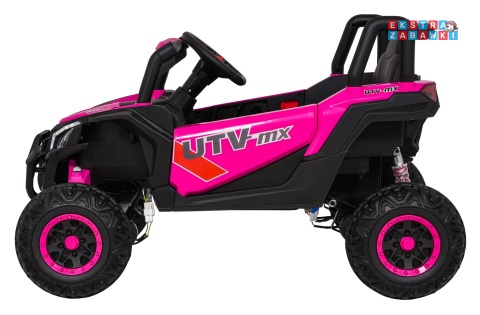 Madman UTV-MX buggy na akumulator 4x4 - różowy, 4x35W 12V/10Ah, pilot, EVA, LED, ekoskóra [XMX-631]